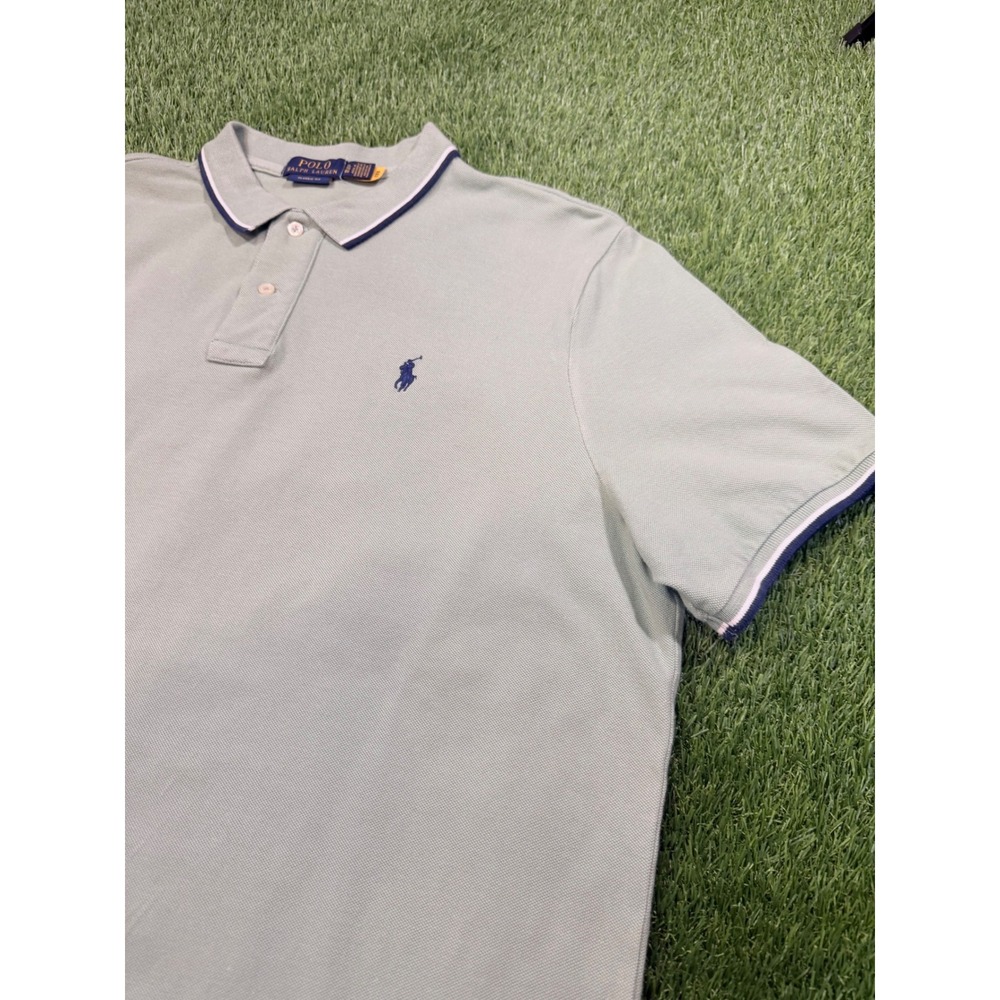 Polo Ralph Lauren Mens XL Classic Fit Polo Shirt Sage Green Tipped Collar Cotton